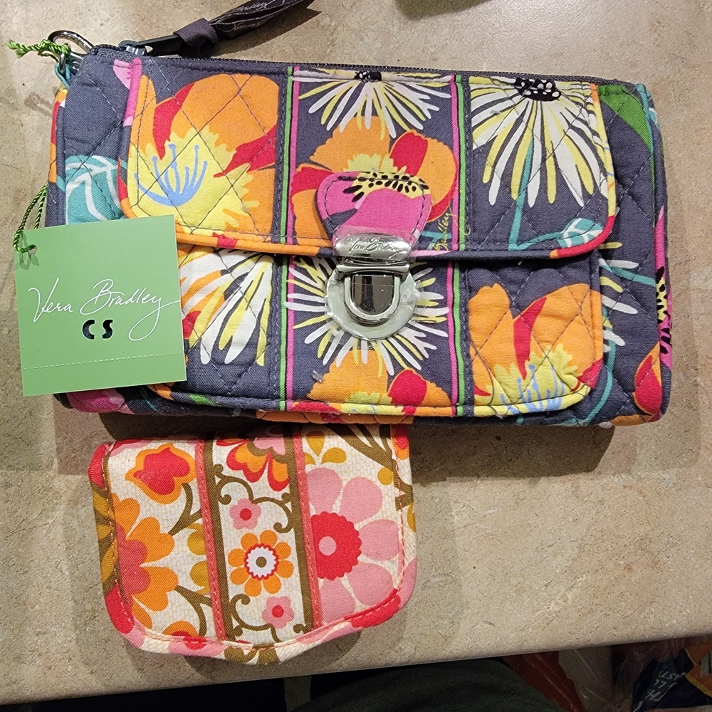 Vera Bradley Colorful Floral Quilted Bag and Wallet Set